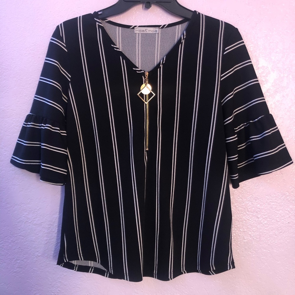 SOLD Black Striped Blouse